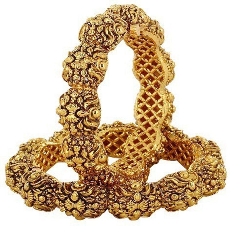 Copper Zircon Gold-plated Bangle Set  (Pack of 2)