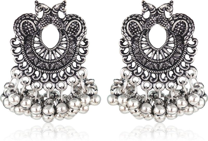 Vighnaharta Alloy Mayur(Peacock) Oxidised Silver German Sizzling Glittering bollywood Earring for Women and Girls [VFJ1357ERG] Beads Alloy Drops & Danglers