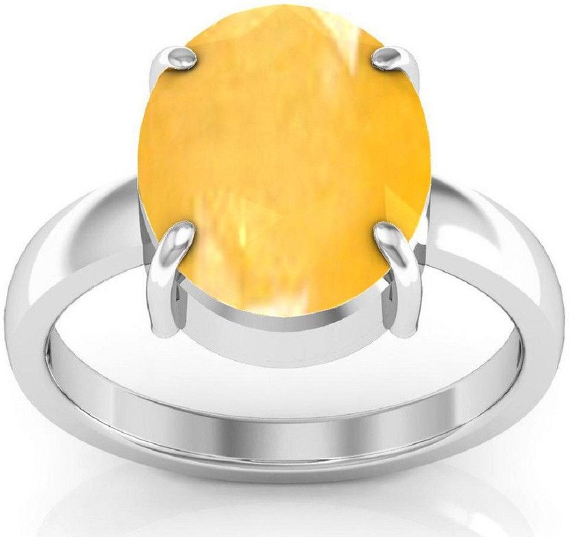 Pukhraj Ring Natural Pukhraj Stone Stone Sapphire Silver Plated Ring