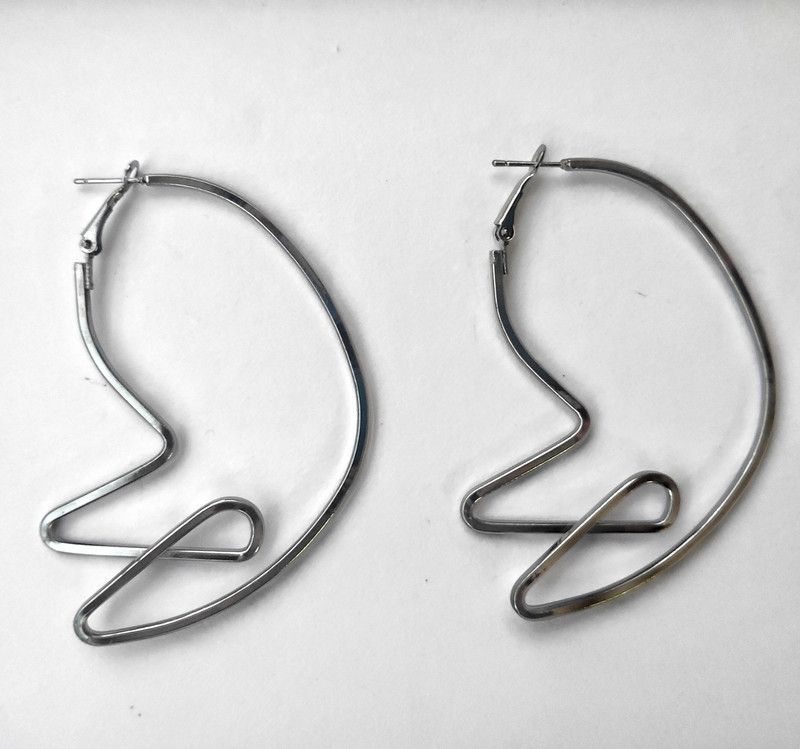 Fancy Designer Black Alloy Hoop Earring