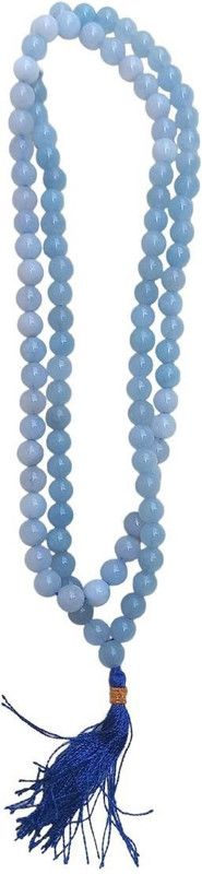 Aquamarine AA japa Mala 108 Beads for Reiki Healing Natural Aquamarine Crystal Necklace