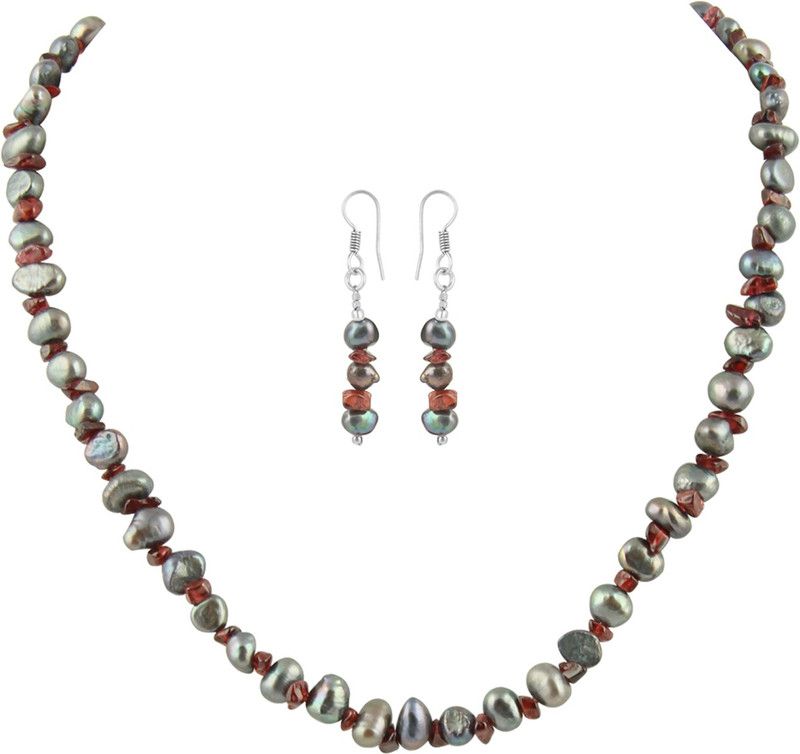 Alloy Silver Black, Red Jewel Set  (Pack of 1)