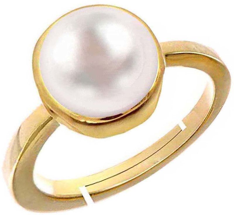 Pearl (Moti) 10.25 Ratti or 9.50 Ct Panchdhatu (5 Metal) Men Adjustable Stone Ring