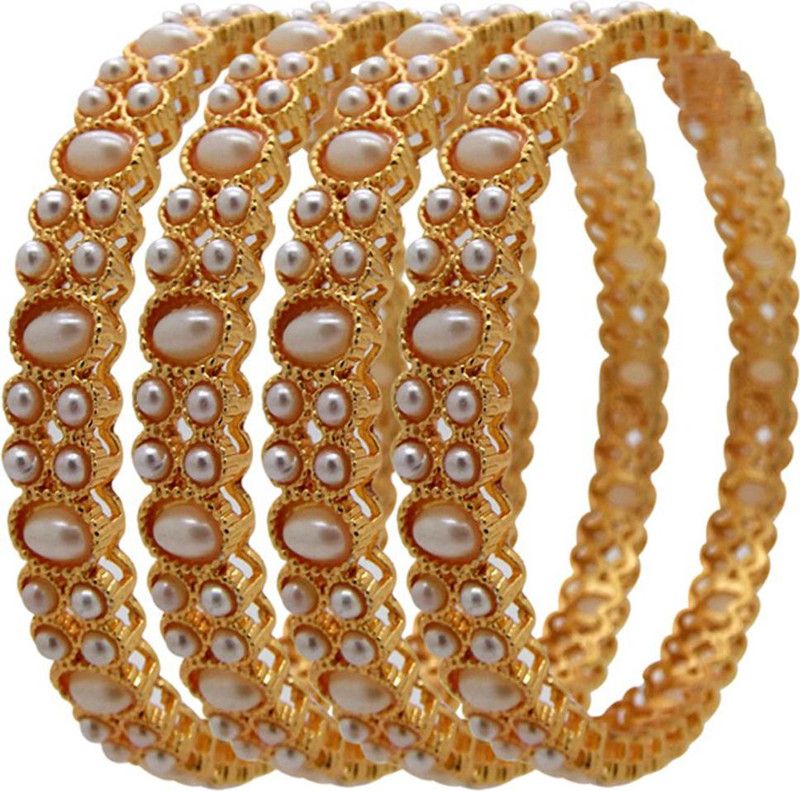 Alloy Pearl Gold-plated Bangle Set  (Pack of 4)