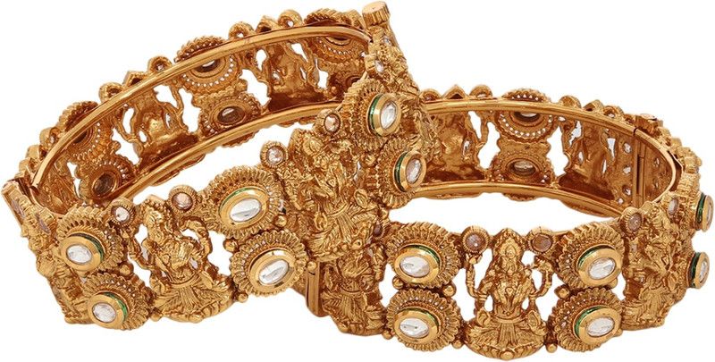 Copper Cubic Zirconia Gold-plated Kada  (Pack of 2)