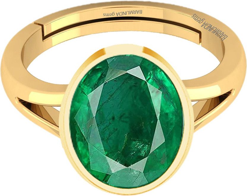 8.25 Ratti / 7.42 ct. Emerald panna Stone Panchdhatu ring for men and women Brass Emerald Brass Plated Ring
