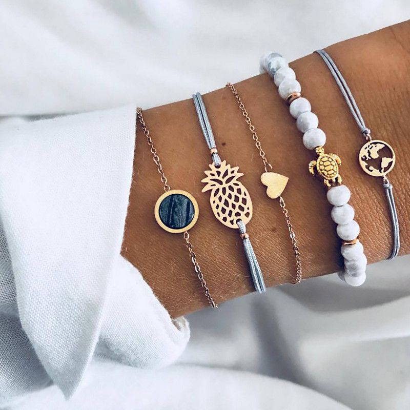 Alloy Gold-plated Bracelet Set  (Pack of 5)