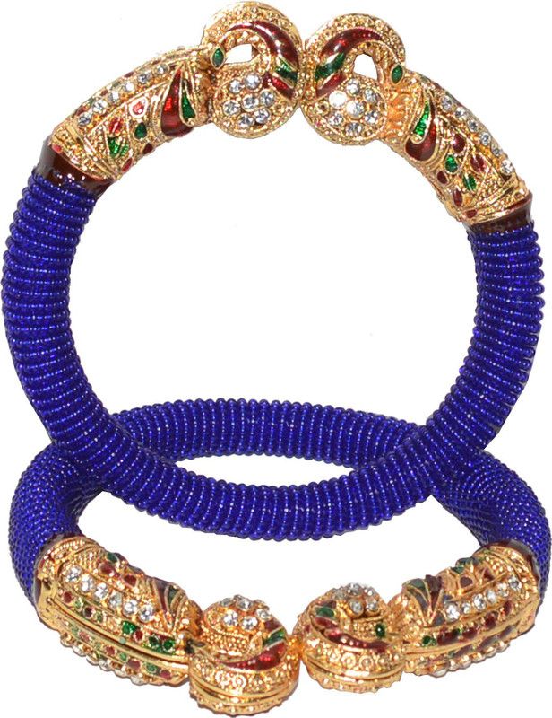 Brass Zircon Gold-plated Bangle Set  (Pack of 2)
