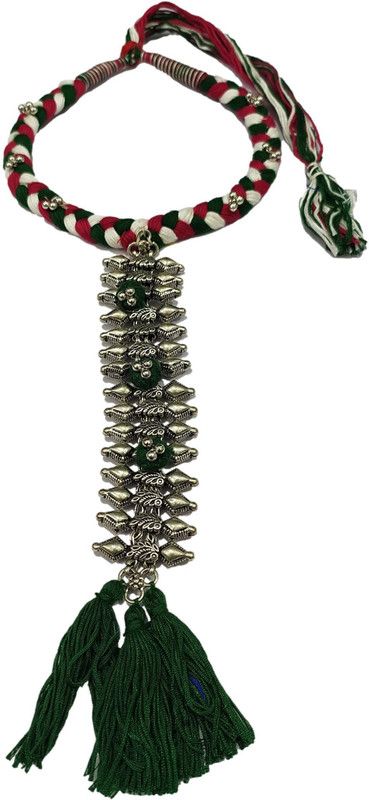 Thread Necklace long pendant Tassel embellishment Tribal statement choker Brass Necklace