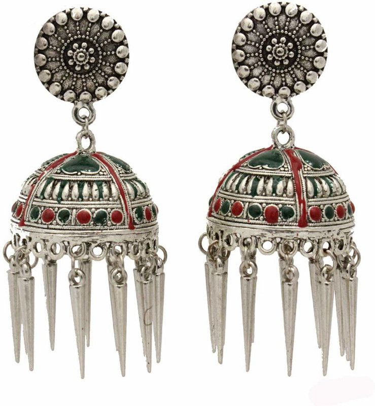 Traditional Silver Oxidized Alloy Jhumki Earring Alloy Jhumki Earring