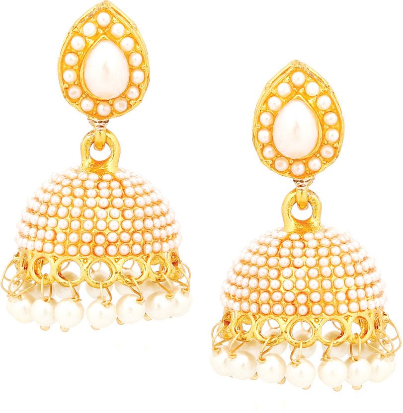 Wedding Traditional Moti Jhumka earring gold plated Fancy Party wear stylish Pearl Alloy Jhumki Earring