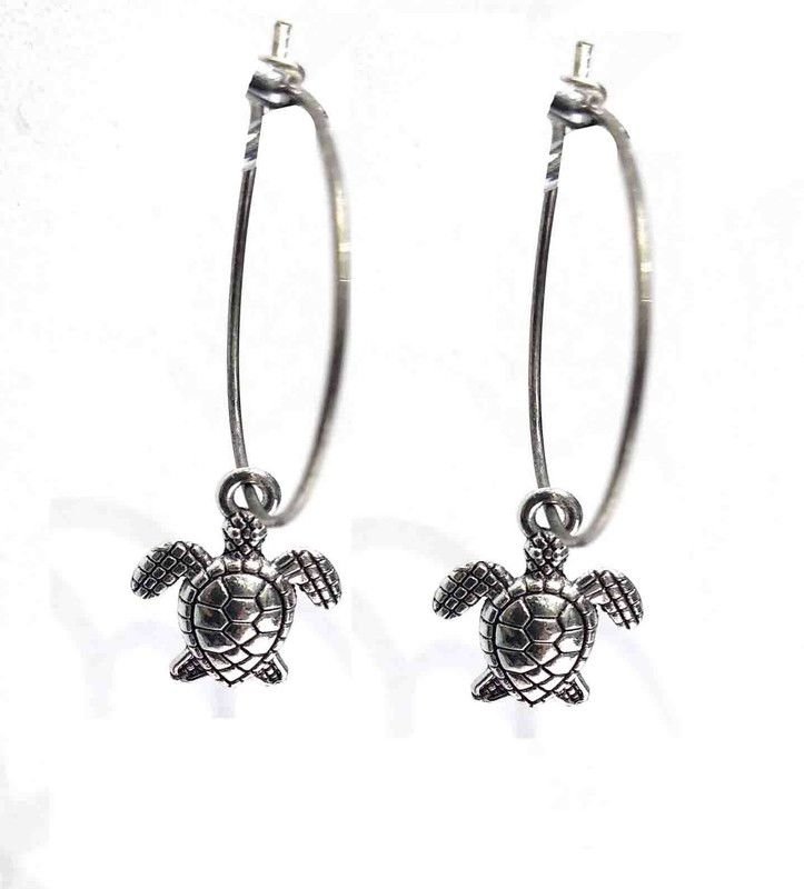 hoop earing with Oxidised and EvilEye Beads Brass Hoop Earring