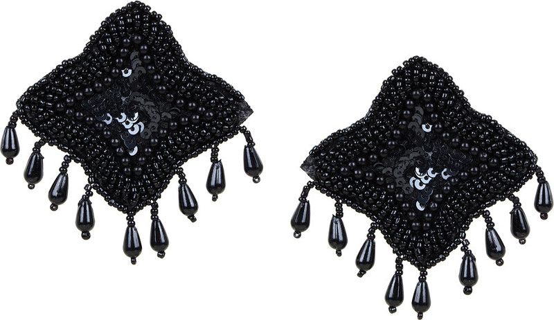 Black Star Woven Beads Earrings Alloy Plug Earring