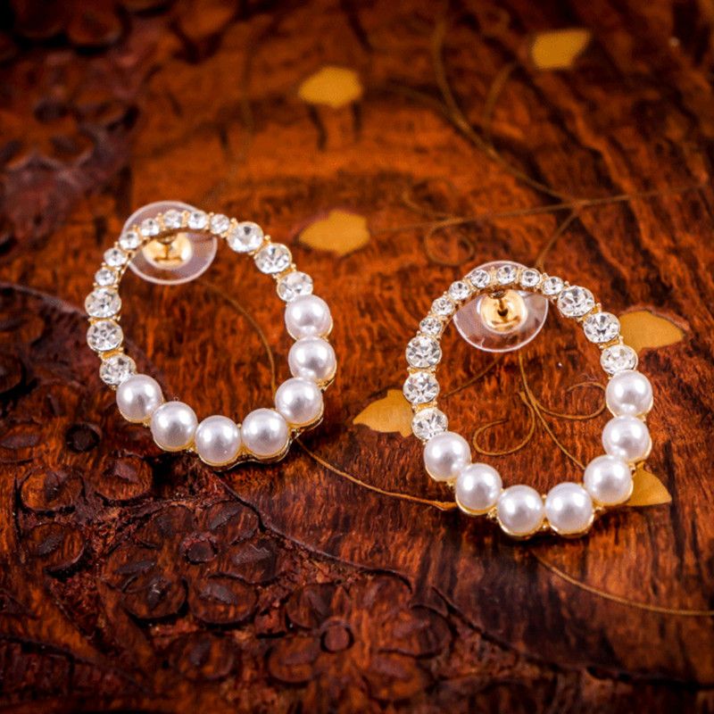 White Pearl With Studs Fashion Earrings For Women & Girls Alloy Drops & Danglers