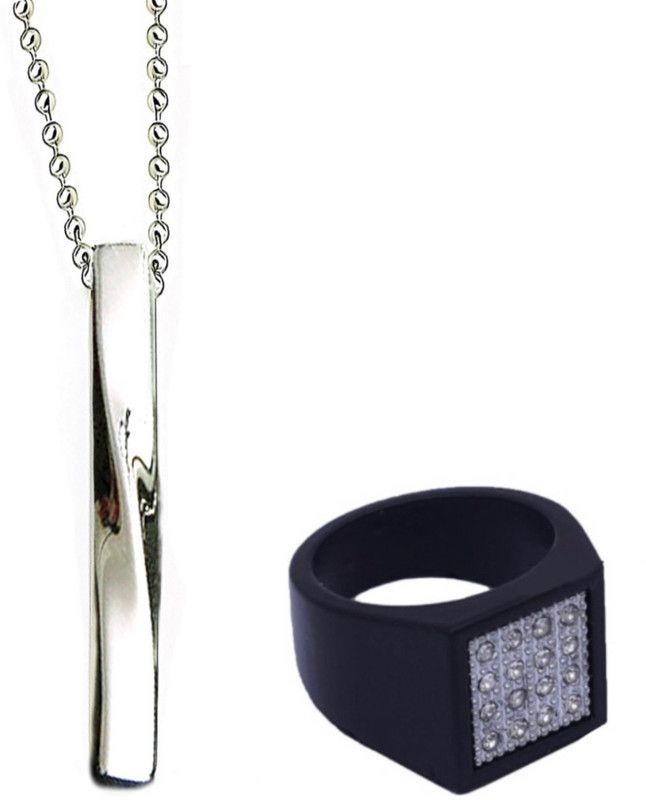 Alloy Silver, Black Jewel Set  (Pack of 3)