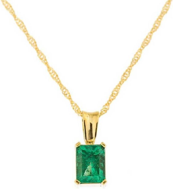 Emerald Pendant Emerald Cut Gold Plated Panna Gift Locket Gold-plated Emerald Copper Pendant
