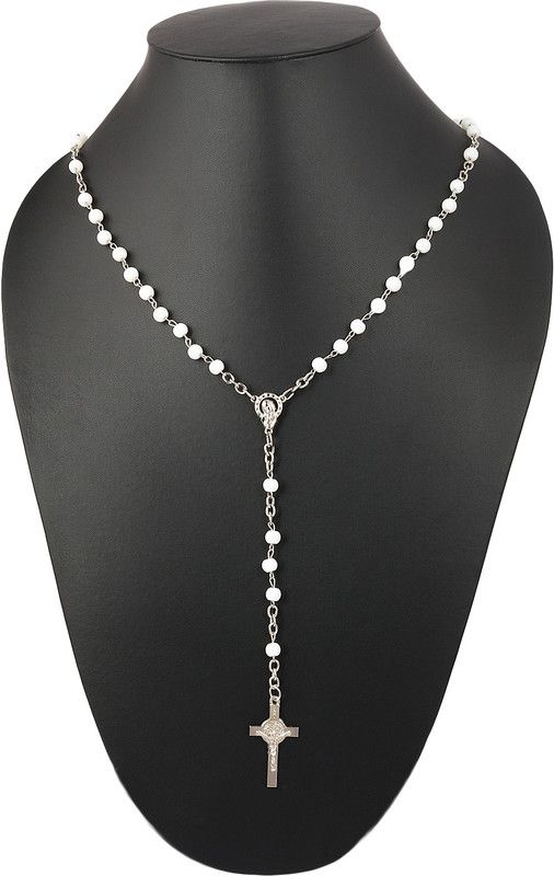 Rosary Beads Cross Silver Alloy Pendant