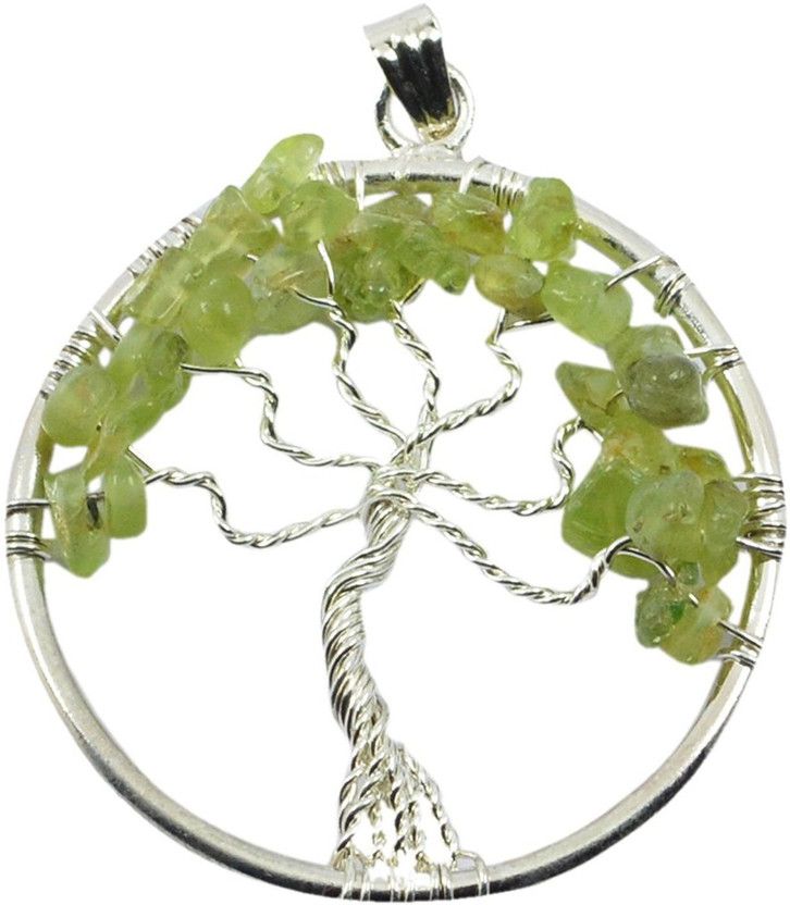 PERIDOT TREE OF LIFE WIRE WRAP CRYSTAL PENDANT Metal