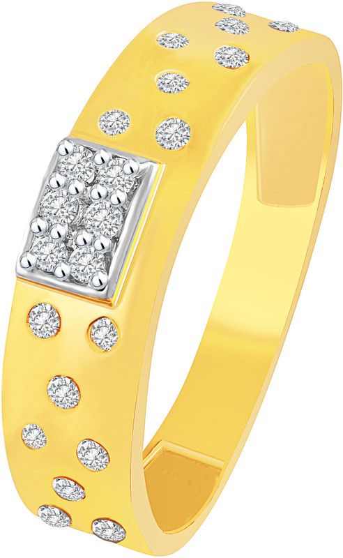 Center Reticular Solitaire Alloy, Brass Cubic Zirconia Gold Plated Ring