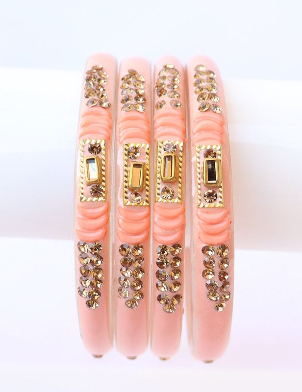 Glass Gold-plated Bangle Set  (Pack of 4)