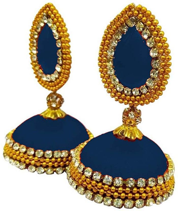 Pretty Design Blue Jhumka with Pearls Pearl Metal Jhumki Earring