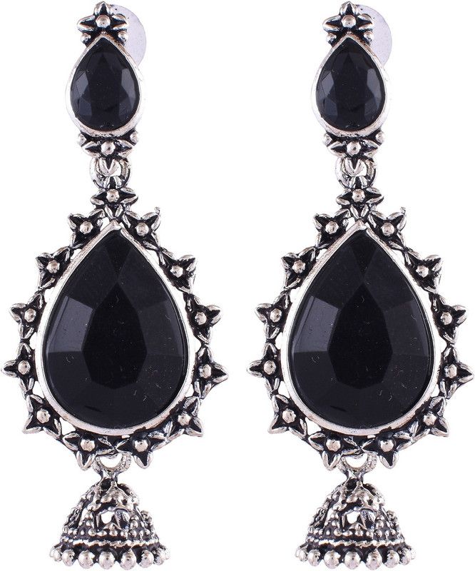 Black & Silver Earring With Copper Drops & Danglers Alloy Drops & Danglers