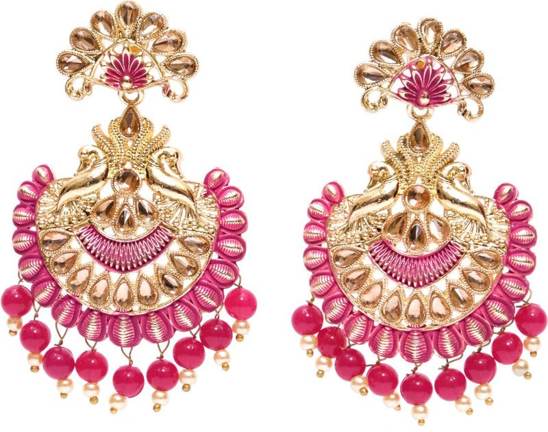 Traditional Gold Plated Pink Drop & Dangle Earrings Alloy Drops & Danglers