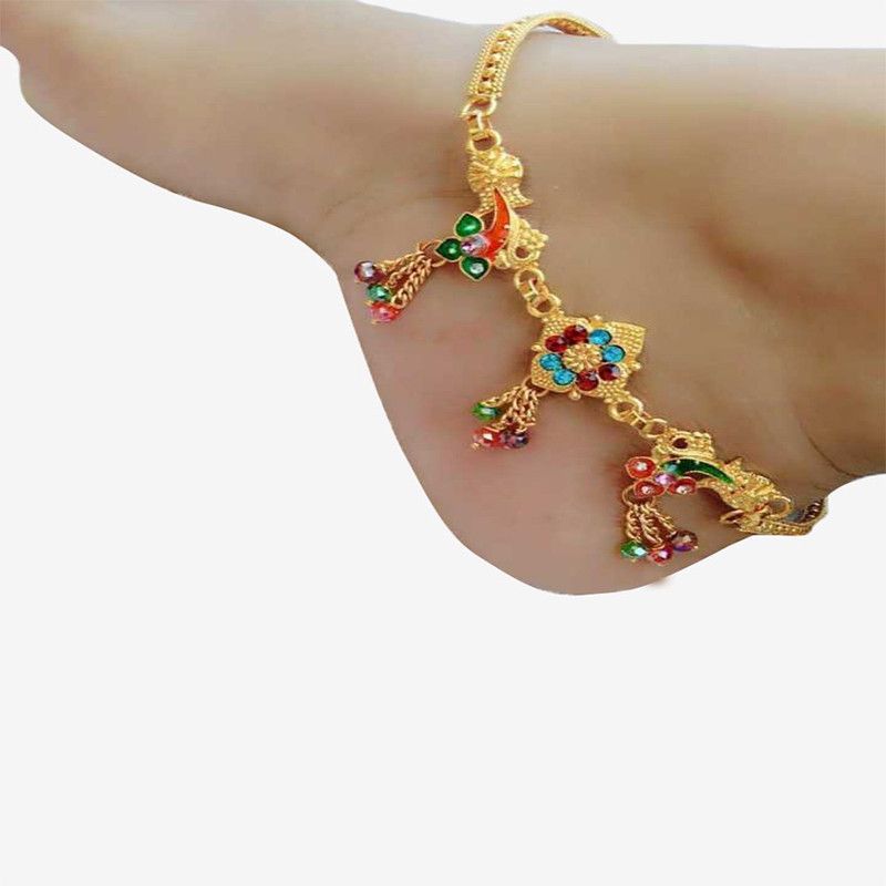 K CHOKDI GOLDEN (ANKLET) (Pack of 2) Alloy Anklet