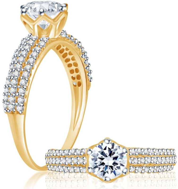 Cubic Zirconia Stone Studded Solitaire Alloy Cubic Zirconia Rhodium, Gold Plated Ring
