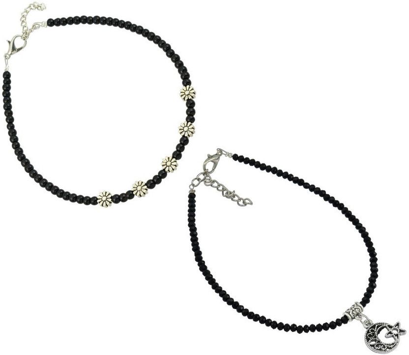 HIGH TRENDZ Combo pack of 2 Single Leg Crystal Anklet Alloy Anklet  (Pack of 2)