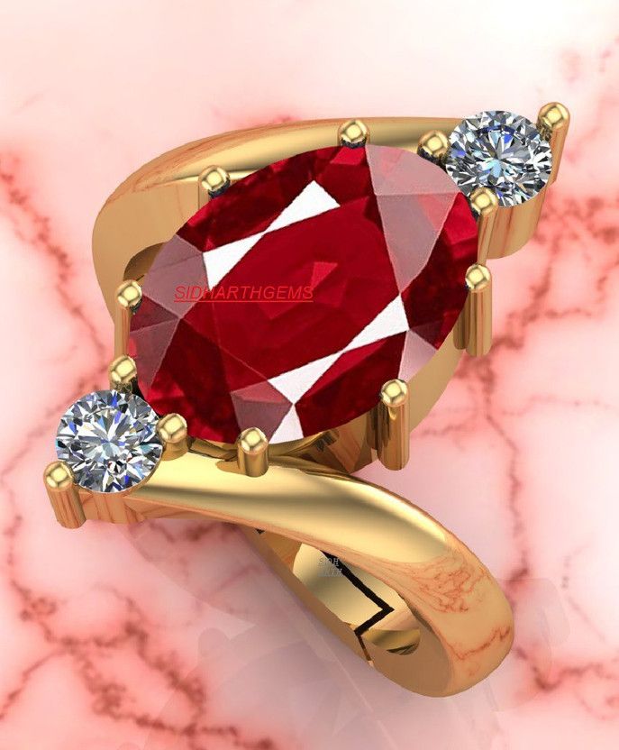 10.25 Ratti 9.00 Carat Natural Ruby Stone Manik Ring Adjustable Panchdhatu Ring Brass Ruby Gold Plated Ring