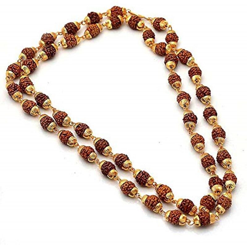 100% ORIGINAL RUDRAKSHA MALA 108+1 BEADS FOR (UNISEX) Gold-plated Plated Plastic Necklace Set