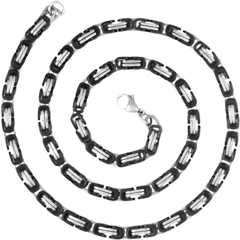 3d Byzantine Black Silver Plated Stainless Steel Chain