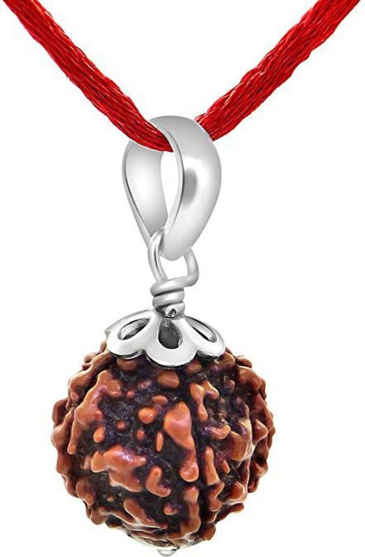 Original 8 Mukhi 8 Faced Indonesia Rudraksha Beads Silver Plated Pendant Meditation Locket Shiva Devotional Jewellery Silk Dori Pendant