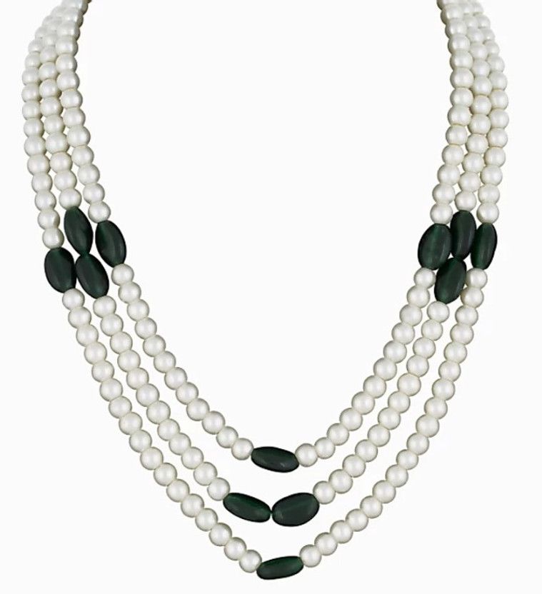 3 Layer Necklace Mother of Pearl Crystal Necklace