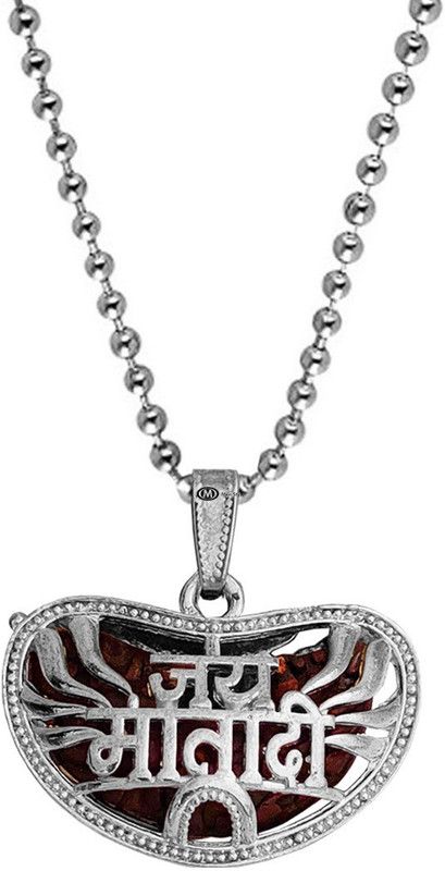 Religious Jewellery Hindu Lord Jay Mata Ji Durga Mata Kali Rudhrasha Bead Locket With Chain Sterling Silver Beads Brass, Wood, Stainless Steel Pendant