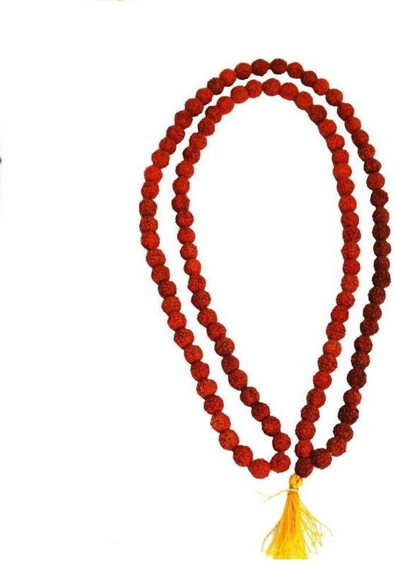 Rudraksha Mala with Golden Cap for Unisex Brass Plated Wood Chain