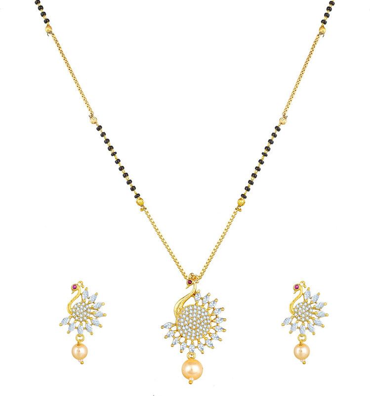 Alloy Gold-plated Gold, Black, White Jewel Set  (Pack of 1)