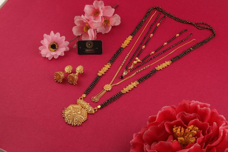 Copper Gold-plated Gold, Black Jewel Set  (Pack of 1)