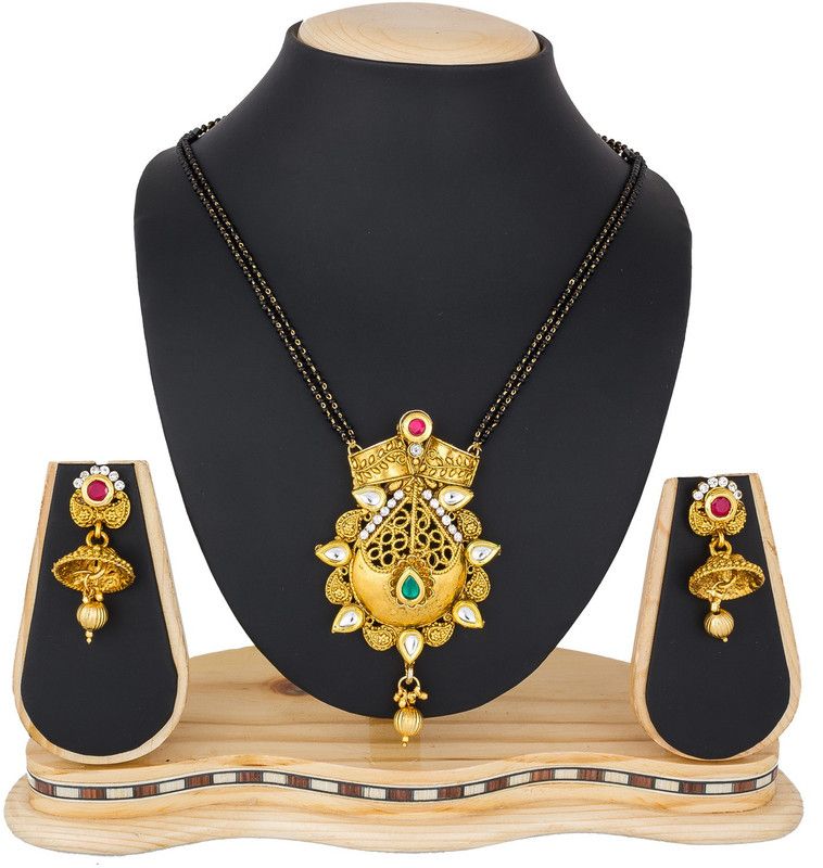 Metal, Alloy Gold-plated Pink, Green, White Jewel Set  (Pack of 1)