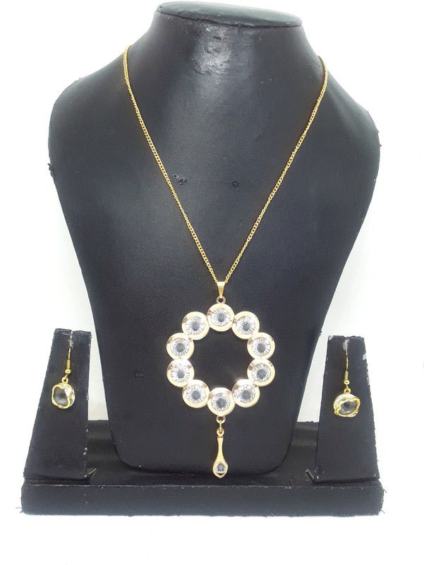 Metal, Crystal Gold-plated Gold Jewel Set  (Pack of 1)