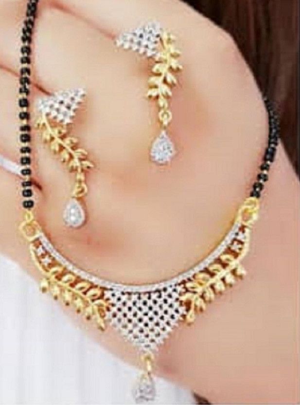 Metal Gold-plated Black, Silver Jewel Set  (Pack of 1)