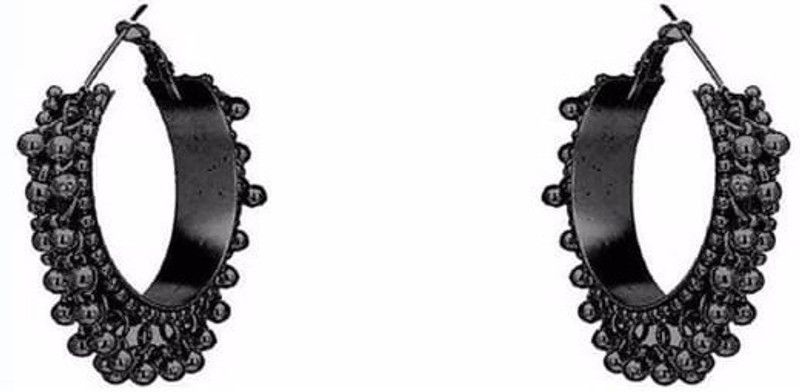 BLACK METAL ROUND EARRING Alloy Hoop Earring