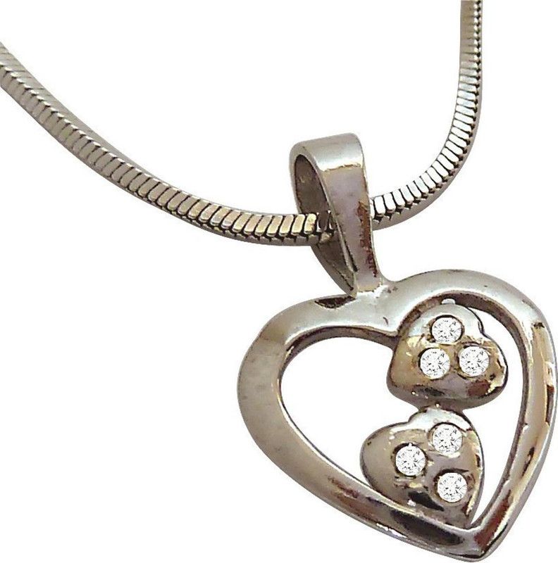 Two Soul in One Heart - Real Diamond & Sterling Silver Pendant with 18 IN Chain (SDP109) Sterling Silver Diamond Sterling Silver Pendant