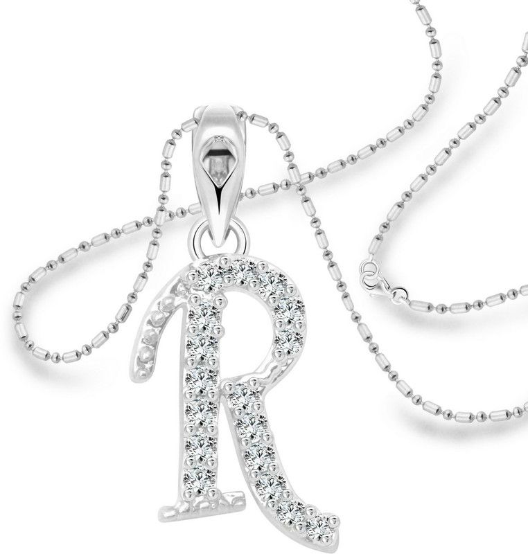 Royal "R" Alphabet Rhodium Cubic Zirconia Alloy Pendant