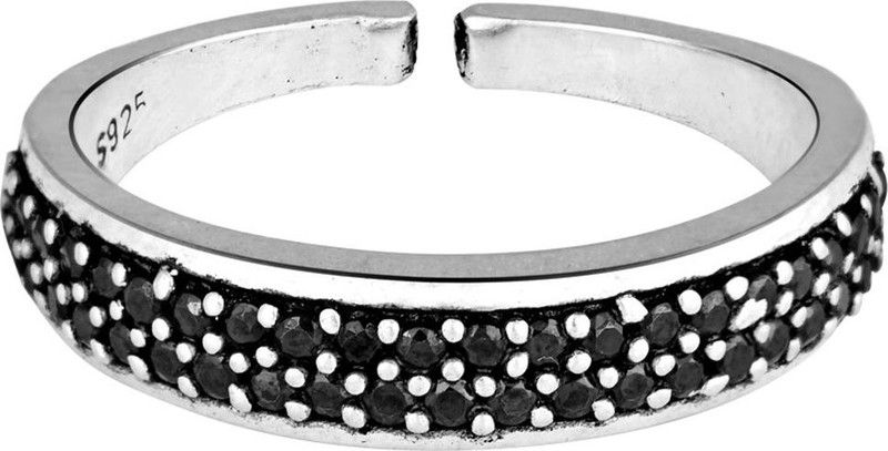 Avni by Giva Oxidised Silver Dotted Pattern Ring for girls and womens Sterling Silver Zircon Rhodium Plated Ring