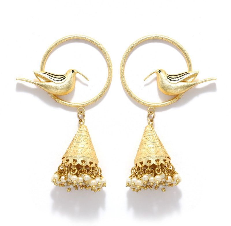 Brass Bird Stud Jhumka Earrings Brass Jhumki Earring