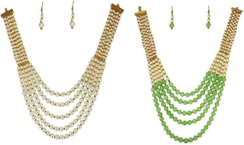 Crystal, Dori, Alloy Gold-plated White, Green, Gold Jewel Set  (Pack of 1)
