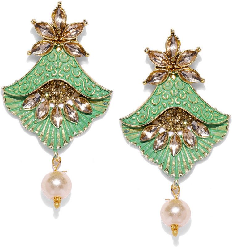 Embellished With Stones & Meenakaari Zinc Drops & Danglers