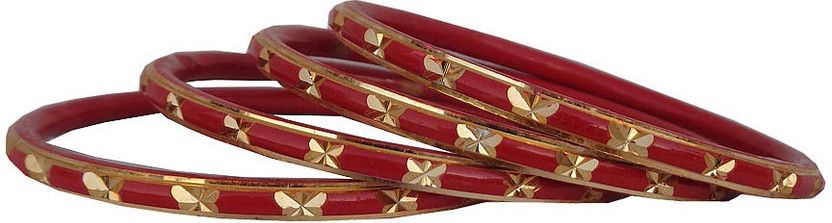 Alloy Enamel, Gold-plated Bangle Set  (Pack of 4)